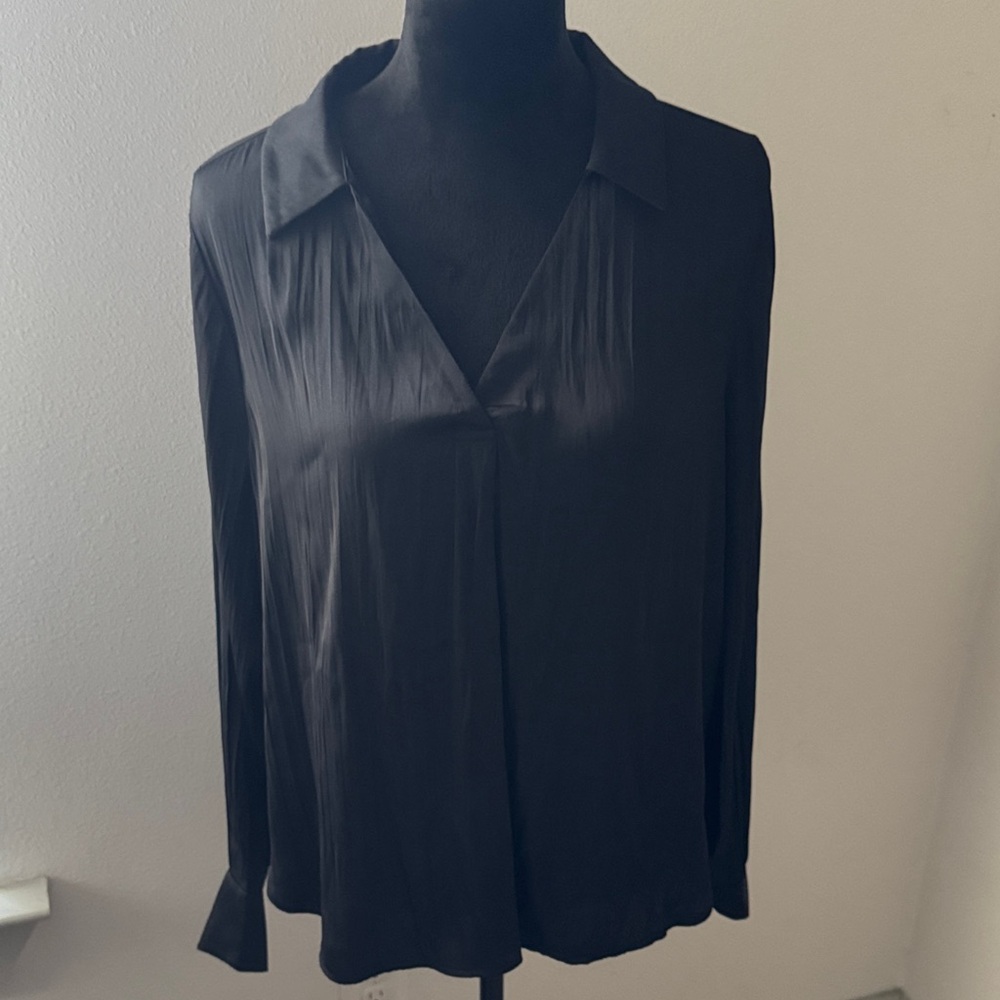 Sanctuary Elegant Black V-Neck Women’s Top blouse long sleeves Sz S